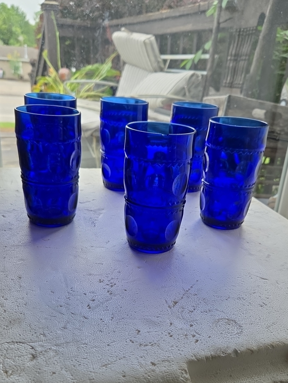 Cobalt Blue Glass Tumbler Set - 6-Pack Thumb Print Indiana Glasa Tiara